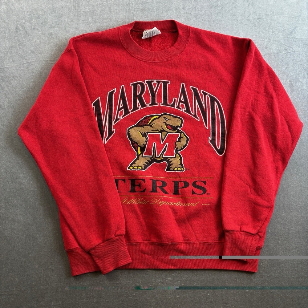 Vintage Lee Sport Maryland Terps Crewneck Sweatshirt Red Men's Medium